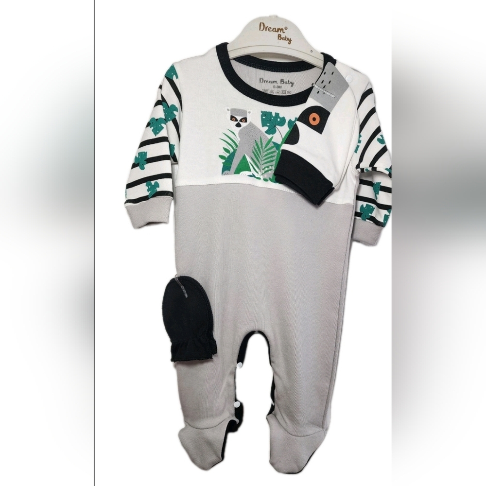 Baby Sleep 'N Plays Overall Romper 3 Piece Set Size 0-3 Month (52cm)